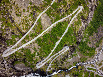 环观Trollstigen或Trollstigveien沿挪威欧洲的风景山路旅游线挪威Trollstigen山路图片