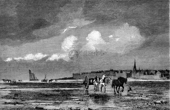 1876年绘画展览Dinard湾的Marl研究员Zuber187年MagasinPittoresque图片