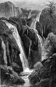 阿尔及利亚TifritWadi的CascadesTifritWadi187年的MagasinPittoresque刻有古典的插图图片