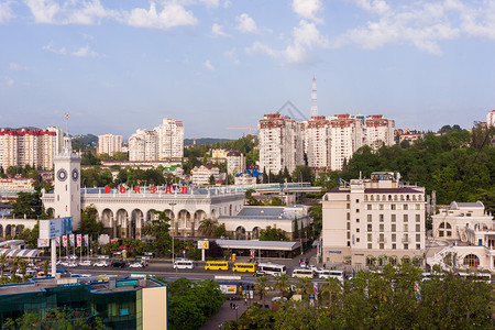 俄罗斯索契Sochi俄罗斯2016年5月3日索契Sochi火车站的建筑空中观察1952年建造图片