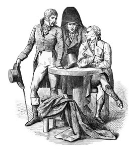 Men1798年的服装刻有古老的插图MagasinPittoresque180年图片