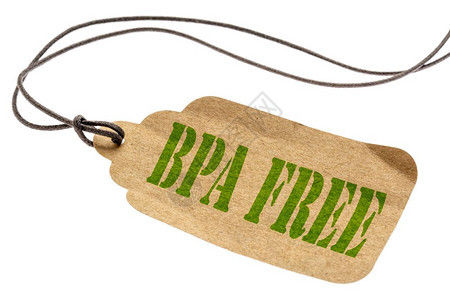 BPA免费标志纸牌签上面有一条孤立于白色的麻绳支持Keto饮食的品产图片