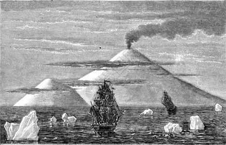 南极波弗特的火山岛古老的雕刻插图马加辛皮托雷斯克182年图片
