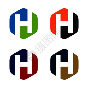 哈佛h设置h字母六边线标模板插画