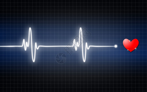 蓝色波浪红心脏符号3D转化图片