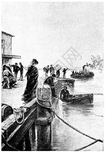 一艘船从码头上下来189年的JulesVerneMrsBranican图片