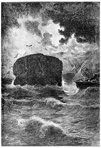 布里斯班在晚上跨过巴斯海峡刻有古老的插图JulesVerneMrsBranican189年图片