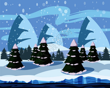 雪中圣诞树矢量插图图片