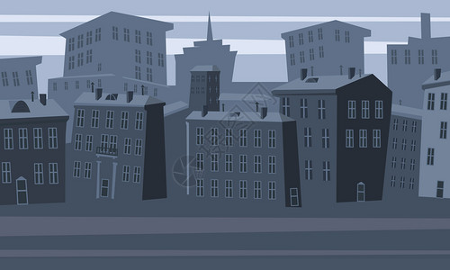 卡通背景城市塔天线矢量图图片
