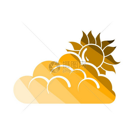 云图后面的太阳平整彩色梯子设计矢量说明图片