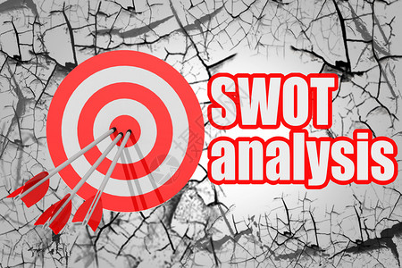 SWOT用红箭头和棋盘分析单词3D投影图片