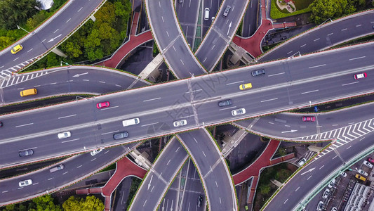 上海市道路两旁树木绿色交通概念图片