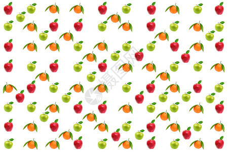 水果模式新鲜苹和橙子白底隔离在图片