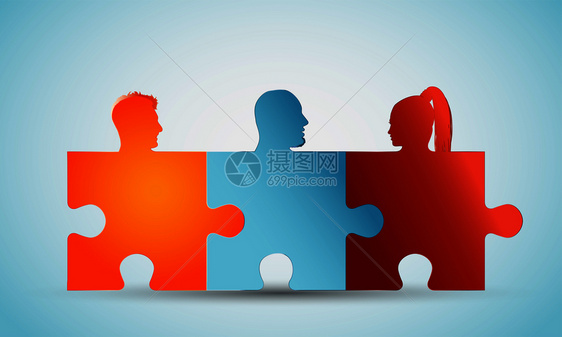 成群结队的有色人种头领组成拼图片概念团队或社区解决问题合作与能力协会或伙伴关系社交媒体网络图片