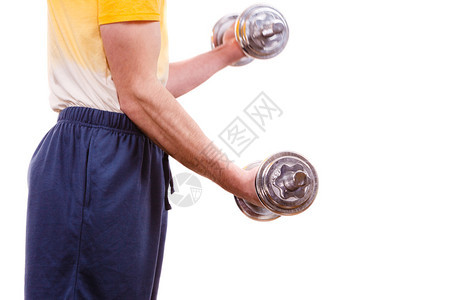 肌肉强健的家伙举重体力建设孤立在白色上肌肉壮的家伙举重图片