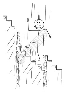 矢量卡通画插图描绘男人或商在楼梯倒塌时上行走或爬楼梯的概念图商业或职隐喻人或商的矢量卡通在楼梯上行走而在下行走图片