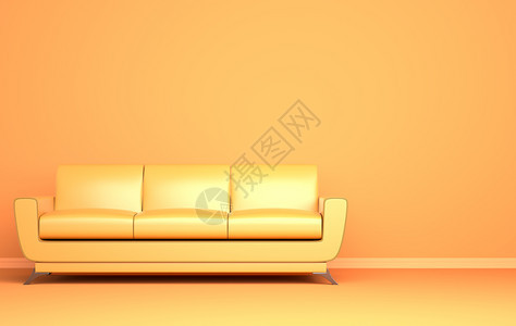 黄色背景的沙发3D插图黄色背景的沙发图片