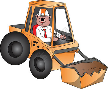 白色杯子矢量插图一个人驾驶挖土机插画