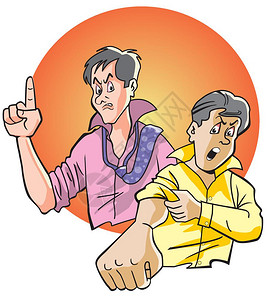 叠滘愤怒的男人带卷叠袖子矢量插图插画