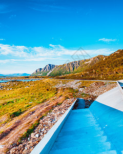 Andoya岛海景岩石岸线从Bukkekjerka休息站停靠地点观察Vesteralen群岛挪威图片