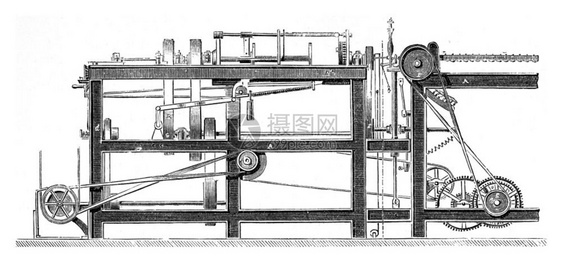 制造劳森先生的绳索线机器用古老刻画图解工业百科全书EOLami1875图片