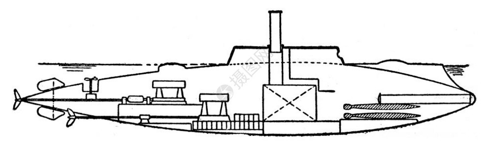 在美国水手混合发动机下的不同用古代刻画的插图工业百科全书EOLami1875图片