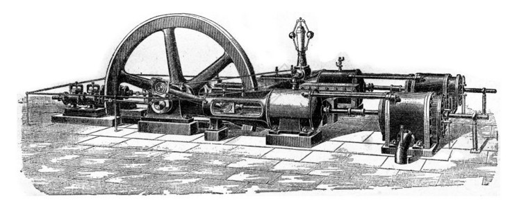 分阶段压缩空气和注入水的装置刻有古老的插图工业百科全书EOLami1875年图片