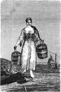 一位年轻女孩在Nennal携带水世界之旅行日报1865年图片