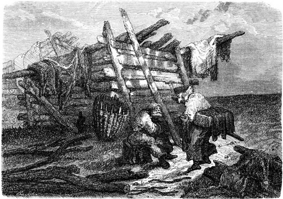 Iggafer附近的一座农民小屋用古代文字刻画的插图世界之旅行日报1865年图片