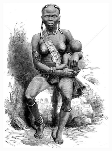 Pahouins部落的年轻妇女世界之旅行日报1865年图片