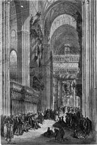 塞维利亚大教堂内地古代刻画插图世界之旅行日报1865年图片