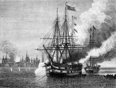 1854年英法舰队对Soloveetsky的轰炸世界旅行杂志1872年图片