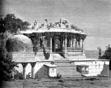 废墟中的CenotaphUdaipur古代雕刻的插图世界之旅行杂志1872年图片
