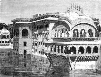 GopalBhawanPalaceinDigh古代雕刻的插图世界之旅行日报1872年图片