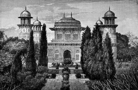 MausoleumITimaldudDaulah载于Agra刻有古代文字的插图世界之旅行日报1872年图片