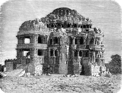 Adinath的Jain寺庙Gwalior古代雕刻的插图世界之旅行日报1872年图片