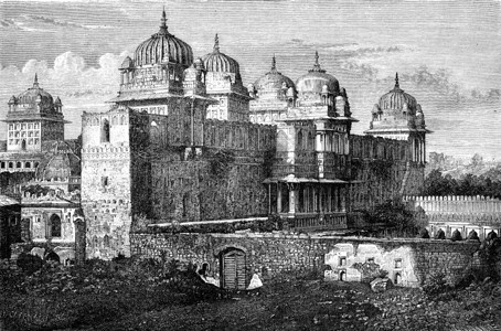 Orchha的RajMahalRoyalPalace世界旅行日报1872年图片