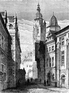 Cobourg的一条街道刻有古老的插图世界之旅行日报1872年图片