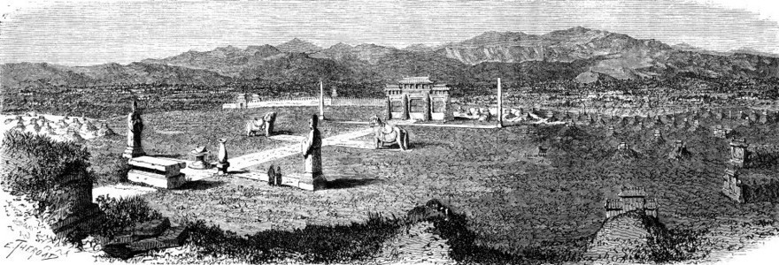 Monngan实地刻有古代文字的插图世界之旅行日报1872年图片
