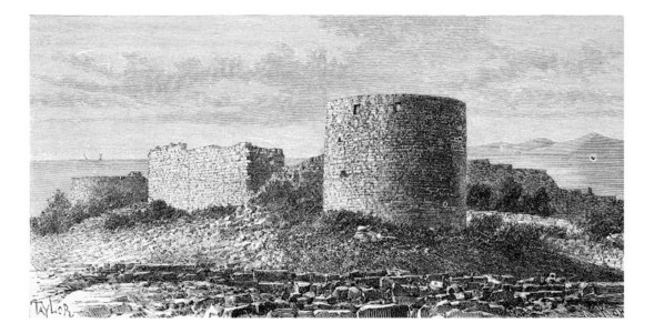 SedonSeaCastleinSidonLeTourduWorldTravelJournal18年黎巴嫩西顿海城堡古代雕刻插图图片