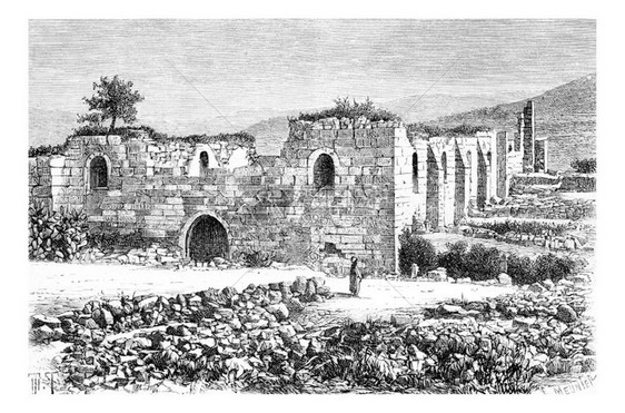 以色列Samaria浸信会圣约翰大教堂古代雕刻插图世界旅行杂志18年图片
