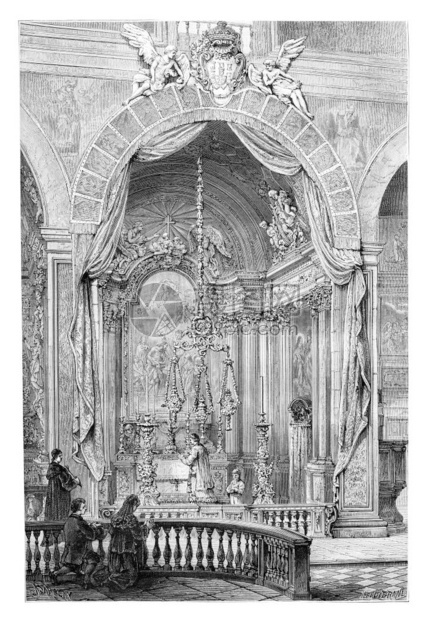 葡萄牙里斯本SaintRoch教堂或IgrejadeSaoRoque教堂Barclay根据照片绘制的图刻有古老的插图世界旅行报1图片