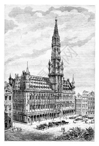 比利时布鲁塞尔市政厅比利时布鲁塞尔Barclay根据Levy的一张照片绘制图片