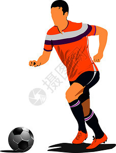 足球soccer玩家设计师的彩色矢量插图图片
