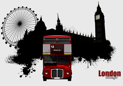 伦敦Grunge配有公共汽车的图像图片