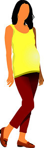 年轻孕妇彩色矢量插图背景图片