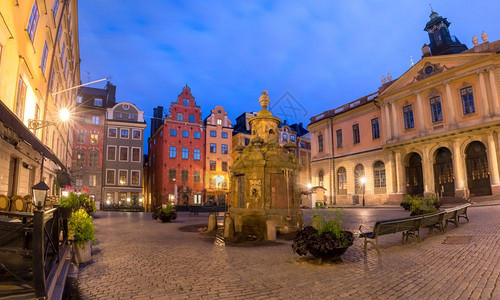 瑞典首都斯德哥尔摩老城的GamlaStan图片