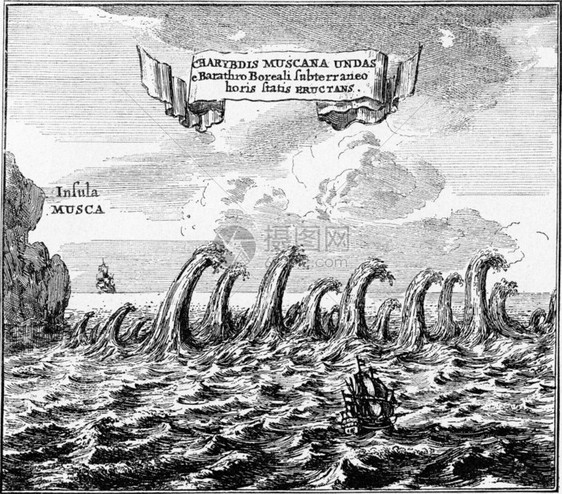 MaelstromLofolden群岛的旋流古代刻画图解190年从宇宙和人类那里得到的图片