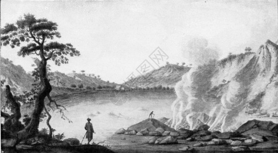 18世纪末的火山对应物表刻有古老的图解190年宇宙与人类190年图片