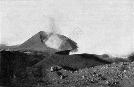 Etna的火山锥虫寄生西里刻有古老的图解190年宇宙与人类190年图片